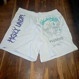Highly UNDRTD (Under Rated) White Graphic Shorts